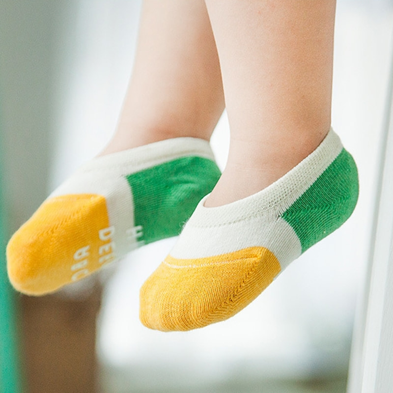 Flacher Mund unsichtbarer Kinderbootsocken, dünne Baumwolle, Anti -Slip -Babysocken, Kindersocken, gekämmte Baumwolle