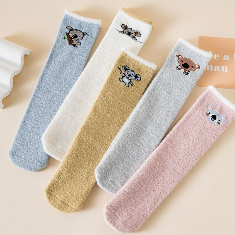 Kindersocken für Jungen und Mädchen, Plüsch gerade Kniesocken, Herbst- und Winterdicke Imitation Nerzfell Baby Langrohr Socken
