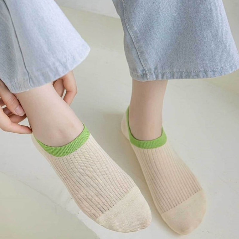 Striped Pure Cotton Round Mouth Boat Socken gestreift