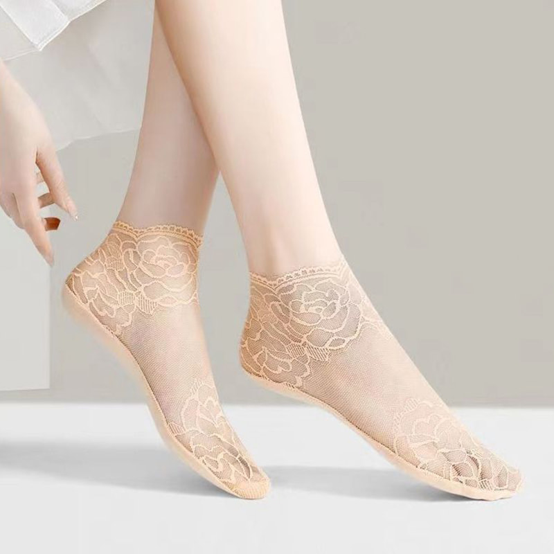 Lace Border Socken, Kinderbaumsohle, Frühlings- und Sommer sexy transparente kurze Socken, Sockenblume