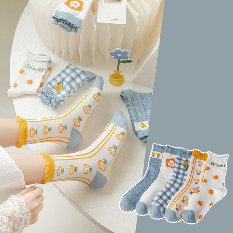 Mid Tube Socken für Kinder, japanische Cartoon -Socken Trend, koreanische Version, vier Saison dünne Frauensocken