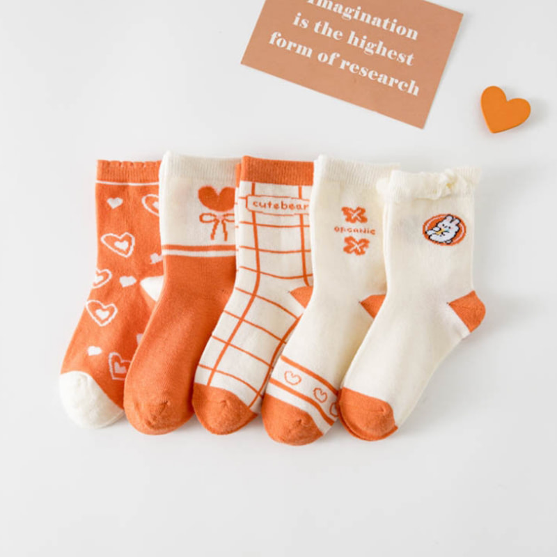 Mädchen Socken Cartoon Orange Kaninchen mittelgroße Kinder Socken Socken Mädchen Socken Cartoon Orange Kaninchen mittelgroße Kinder Socken Socken