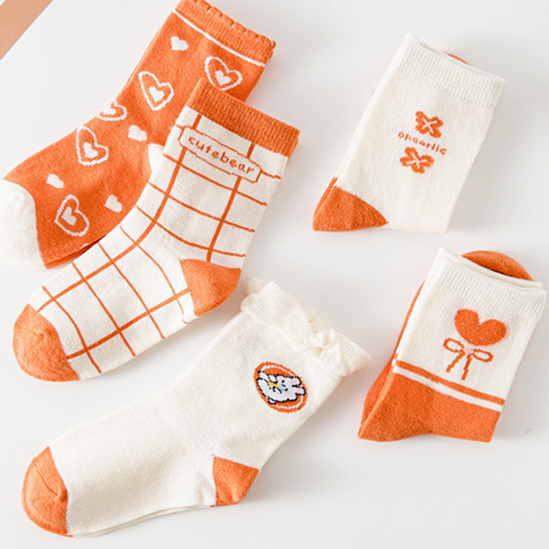 Mädchen Socken Cartoon Orange Kaninchen mittelgroße Kinder Socken Socken Mädchen Socken Cartoon Orange Kaninchen mittelgroße Kinder Socken Socken